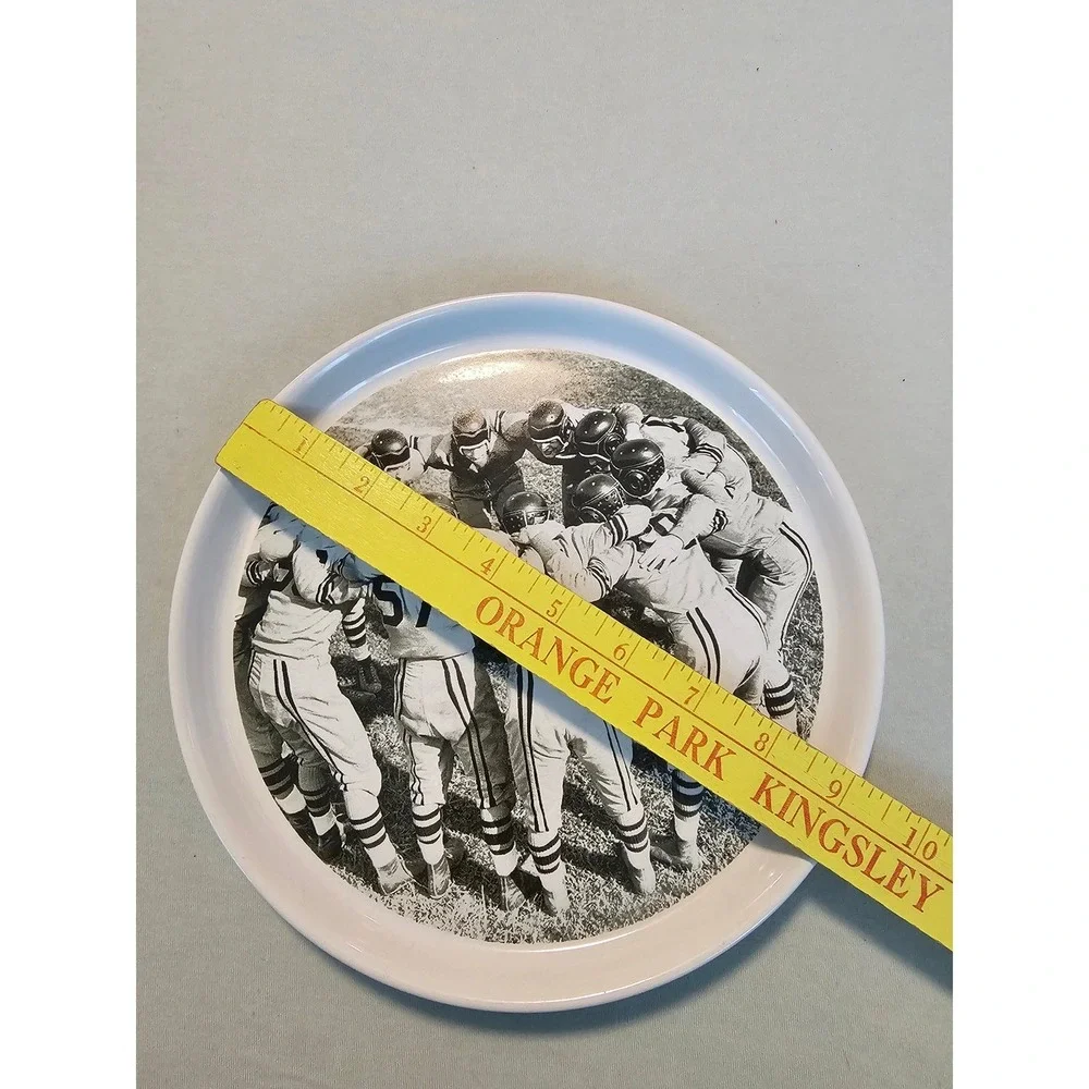 Pottery Barn Football Huddle Dinner Plate Vintage Style Black White 9 Inch